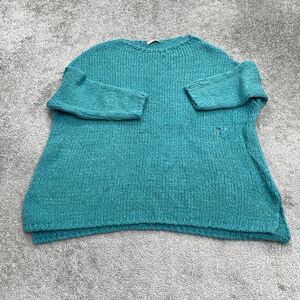 J&S Millenium Acrylic Alpaca Pullover Sweater Women Medium teal Green Fuzzy Knit